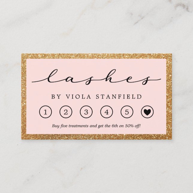 Faux Loyalty Card för Guld och  Rosa Visitkort (Framsida)