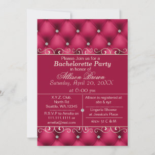 FAUX lyxläder rosa bachelorette Party inbjudan