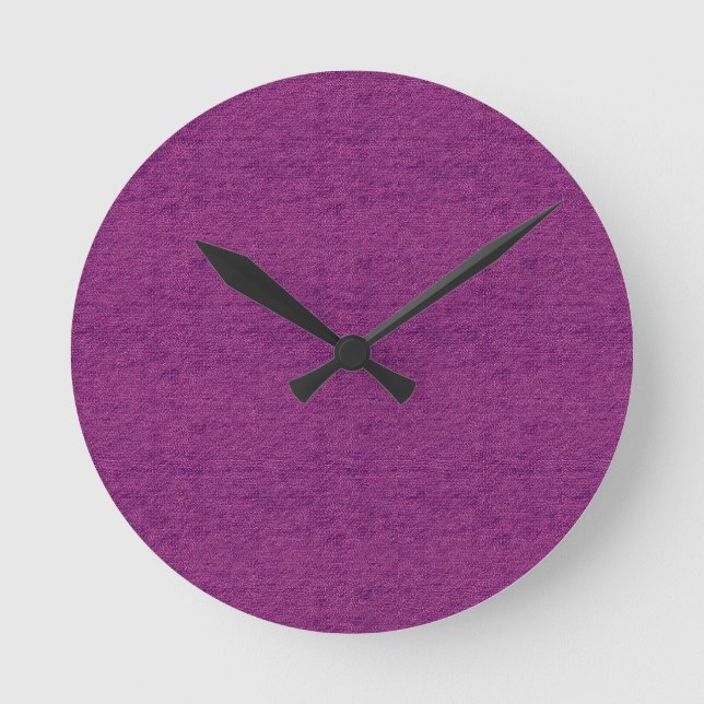 Faux Magenta Denim Clock Rund Klocka (Framsida)