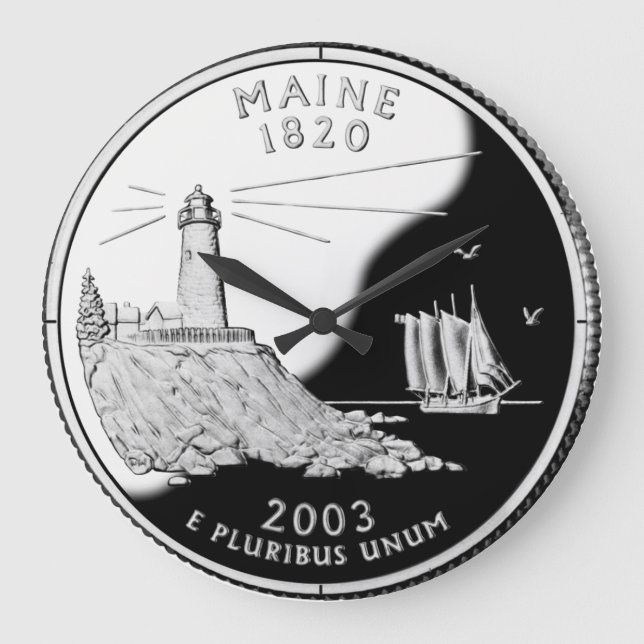 Faux Maine State Quarter Clock Stor Klocka (Framsida)