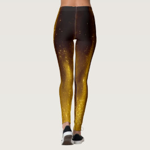 Faux målat guld och glitter på svart leggings