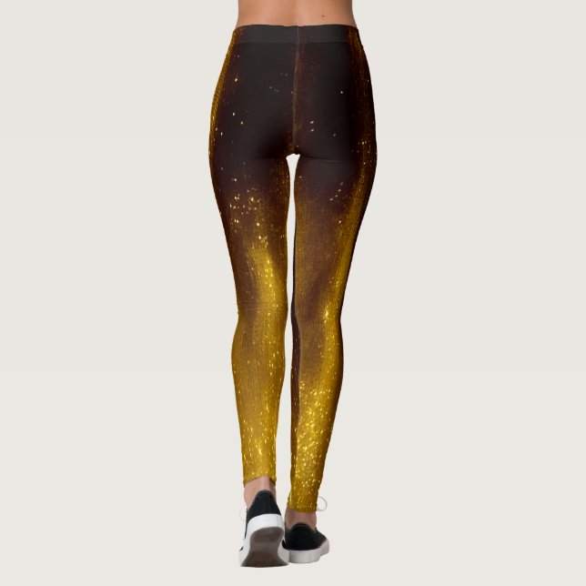 Faux målat guld och glitter på svart leggings (Baksida)