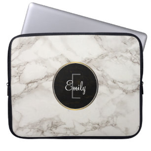 Faux Marble Alabaster Taupe Tan Modern Anpassnings Laptop Sleeve