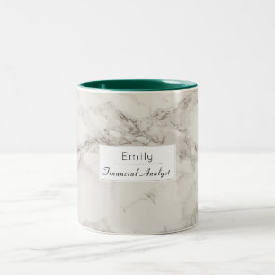 Faux Marble Alabaster Taupe Tan Modern Anpassnings Två-Tonad Mugg