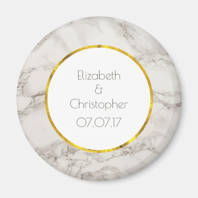Faux Marble Alabaster Taupe Tan Modern Bröllop Magnet (Framsidan)