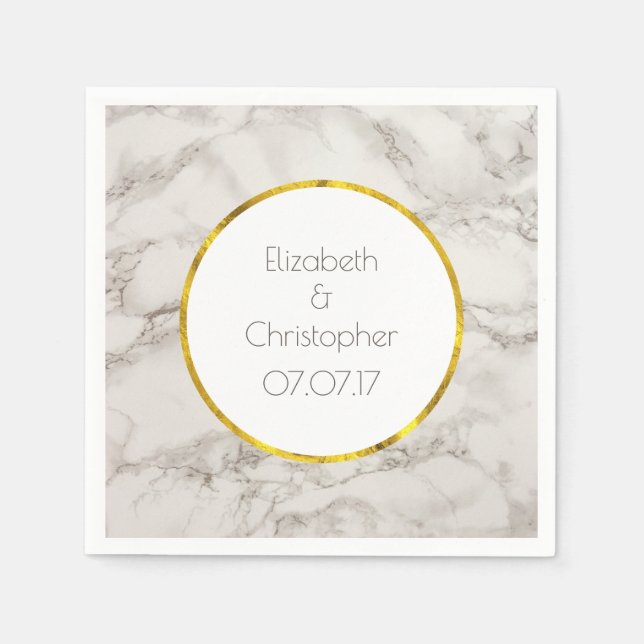 Faux Marble Alabaster Taupe Tan Modern Bröllop Pappersservett (Framsidan)