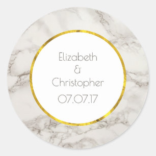 Faux Marble Alabaster Taupe Tan Modern Bröllop Runt Klistermärke