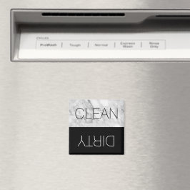 Faux Marble & Black Clean Dirty Dishwasher Magnet