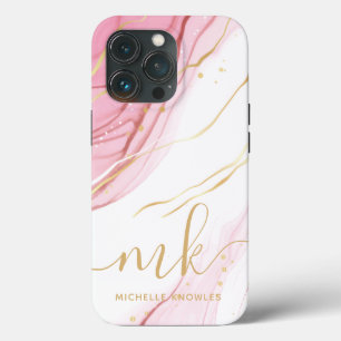 Faux Marble Geode Monogram och Namn