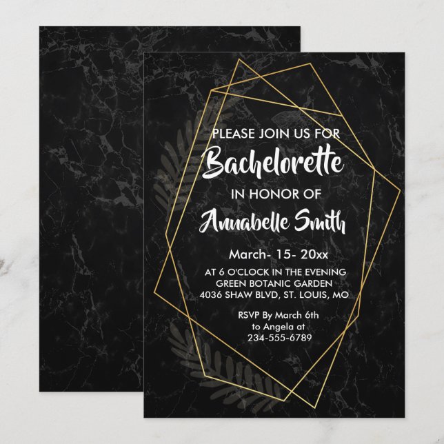 Faux Marble Geometric bachelor Inbjudningar (Fram/baksida)