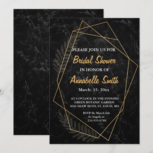 Faux Marble Geometric Möhippa Inbjudningar (Fram/baksida)