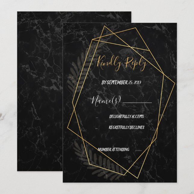 Faux Marble Geometric OSA Inbjudningar (Fram/baksida)