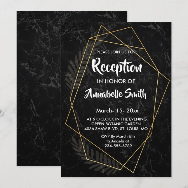 Faux Marble Geometric Reception Inbjudningar (Fram/baksida)