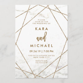 Faux Marble och Copper Geometric Wedding bjudande Inbjudningar