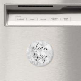 Faux Marble Script Clean Dirty Dishwasher Magnet