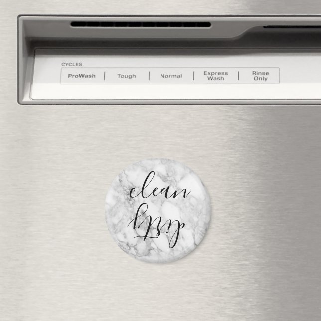 Faux Marble Script Clean Dirty Dishwasher Magnet (In Situ (Dishwasher))