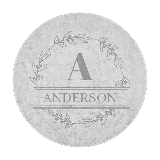 Faux Marble Wandan Family Namn Monogram (Framsidan)