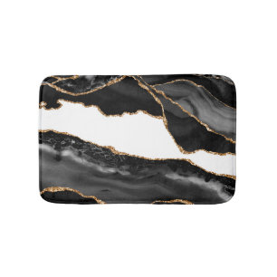 Faux marcular Agate Black Snyggt Stone Luxury Badrumsmatta