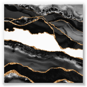 Faux marcular Agate Black Snyggt Stone Luxury Fototryck