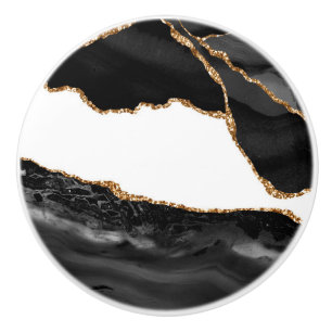Faux marcular Agate Black Snyggt Stone Luxury Knopp