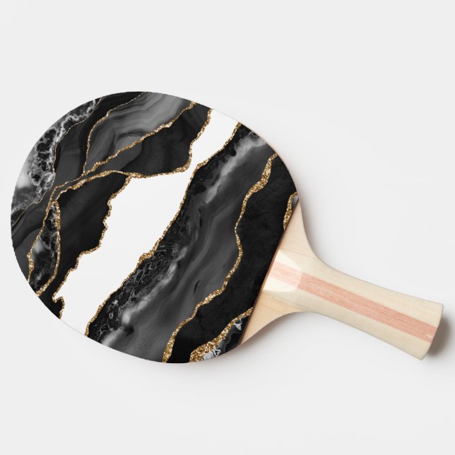 Faux marcular Agate Black Snyggt Stone Luxury Pingisracket (Sidan)