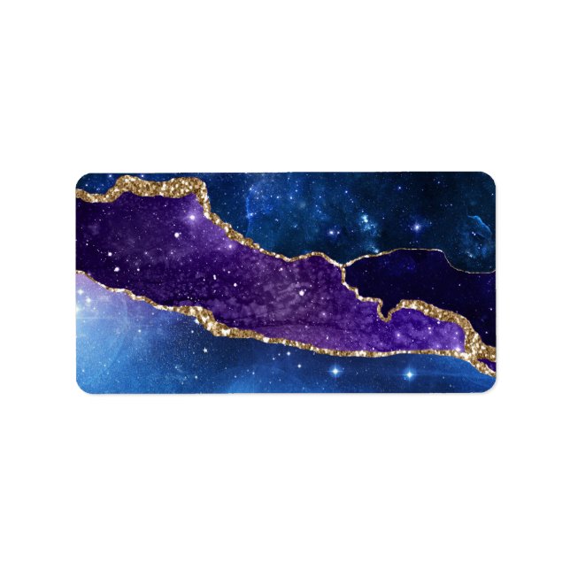 Faux marcular Agate Stone Galaxy Sparkly Shining Adressetikett (Framsidan)