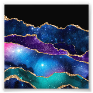 Faux Marcular Agate Stone Galaxy Sparkly Shining Fototryck