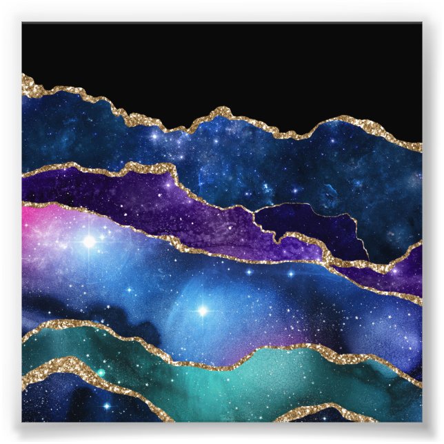 Faux Marcular Agate Stone Galaxy Sparkly Shining Fototryck (Framsidan)