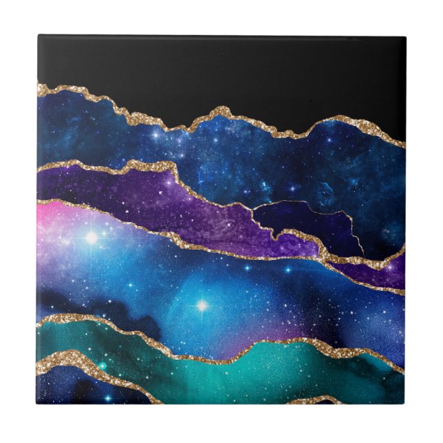 Faux marcular Agate Stone Galaxy Sparkly Shining Kakelplatta (Framsidan)