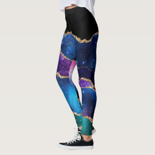 Faux marcular Agate Stone Galaxy Sparkly Shining Leggings
