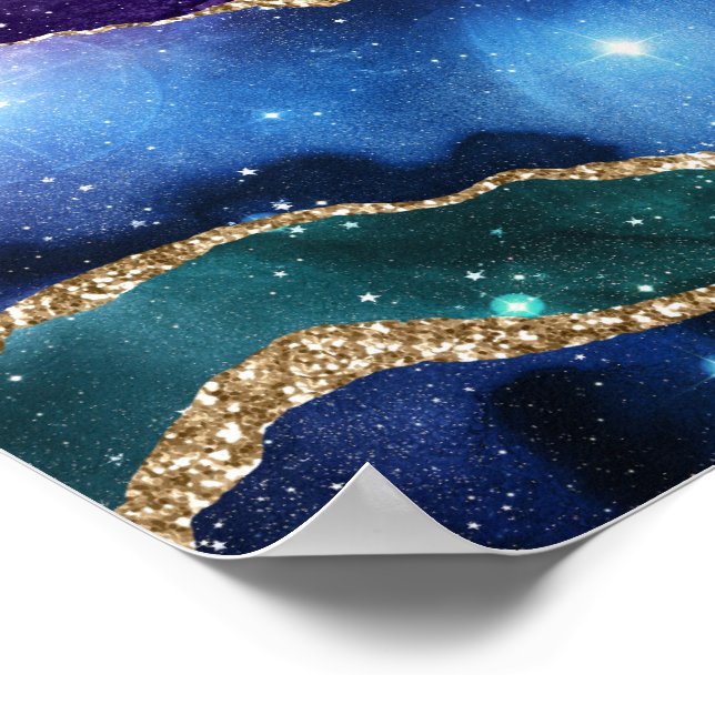 Faux Marcular Agate Stone Galaxy Sparkly Shining Poster (Hörn)