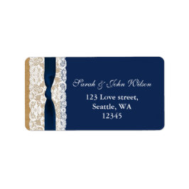 FAUX-marinblå snöre, burlap,returadressetikett Adressetikett