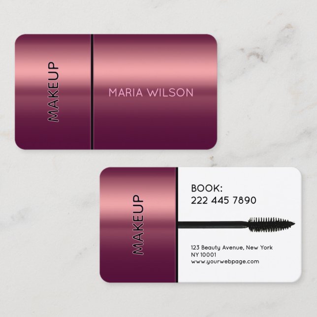 Faux mascara brush makeup Business Card Visitkort (Fram/baksida)