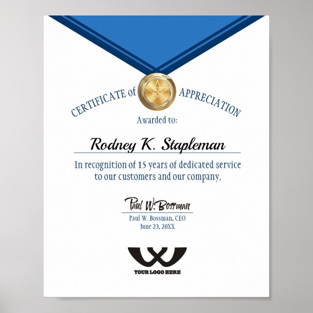 Faux medalj universell årsdag för anställda visnin poster (Framsidan)