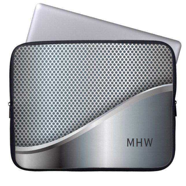 Faux Metall anpassningsbar monogram laptop sleeve (Framsidan)