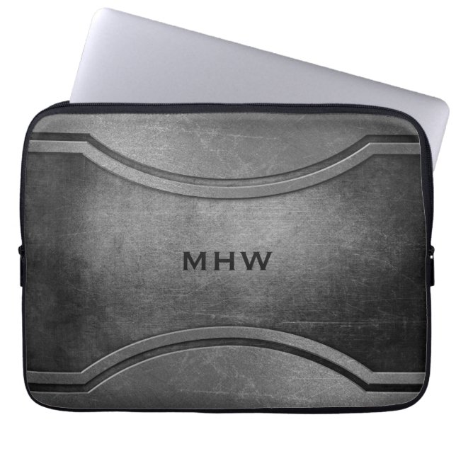 Faux Metall anpassningsbar monogram laptop sleeve (Framsidan)