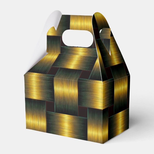 Faux Metall Black och Guld Gift Boxes Presentaskar (Framsidan Sidan)