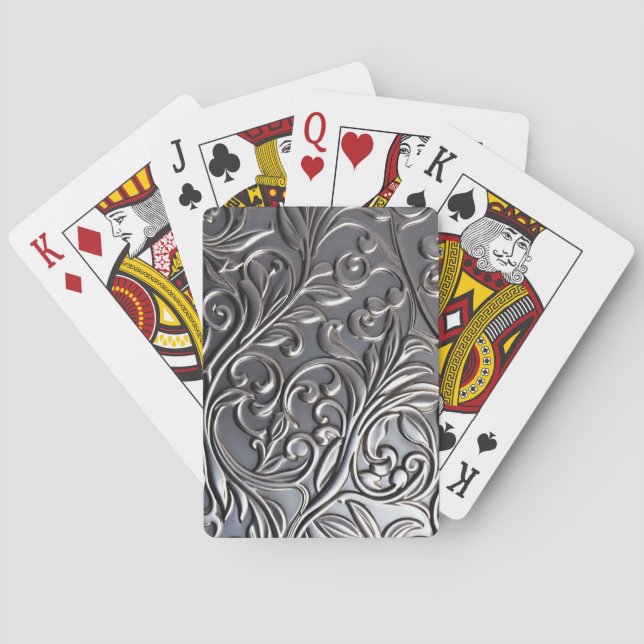 Faux metall, inpräglade kort av klass casinokort (Baksidan)