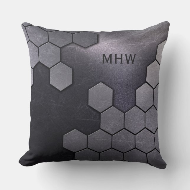 Faux Metall Mönster anpassningsbar monogram dekora Kudde (Framsida)