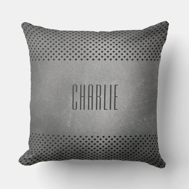 Faux Metall Mönster anpassningsbar monogram dekora Utomhuskudde (Framsida)