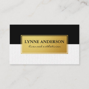 Faux Metallic Guld Black Subtle Vågigt Visitkort