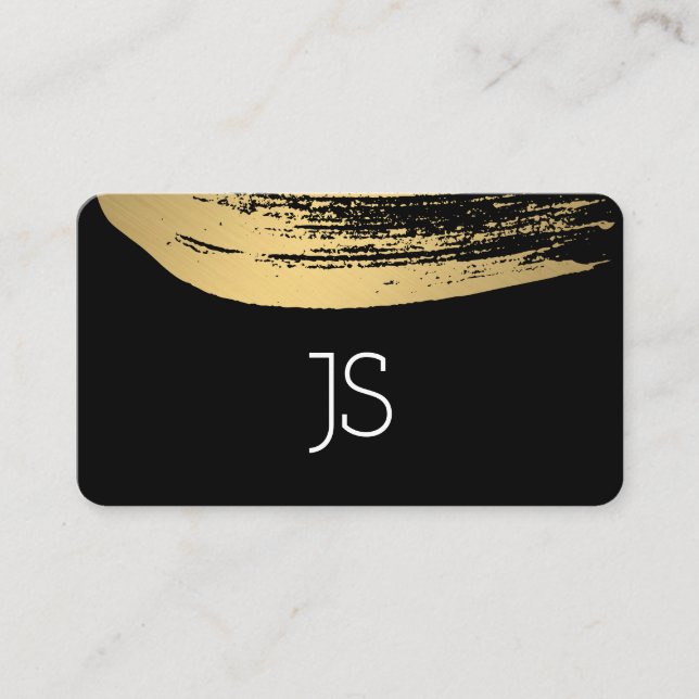 Faux Metallic Guld Brushed Monogram Visitkort (Framsida)