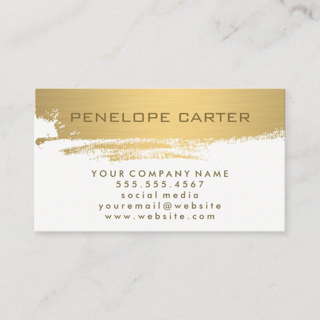 Faux Metallic Guld Brushed Visitkort (Framsida)