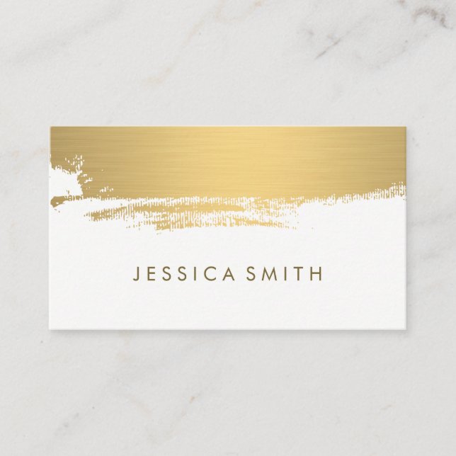 Faux Metallic Guld Brushed Visitkort (Framsida)