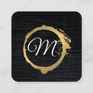 Faux Metallic Guld Velvet Black med Monogram Fyrkantigt Visitkort