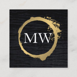 Faux Metallic Guld Velvet Black med Monogram Fyrkantigt Visitkort