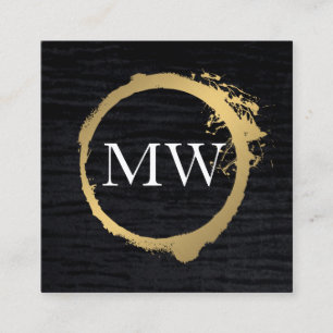 Faux Metallic Guld Velvet Black med Monogram Fyrkantigt Visitkort