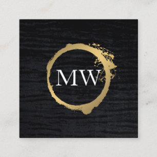 Faux Metallic Guld Velvet Black med Monogram Fyrkantigt Visitkort