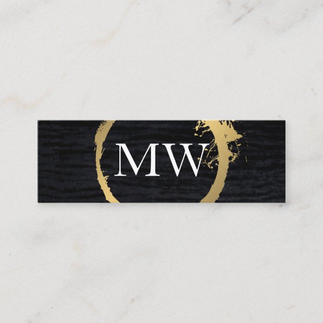 Faux Metallic Guld Velvet Black med Monogram Mini Visitkort (Framsida)