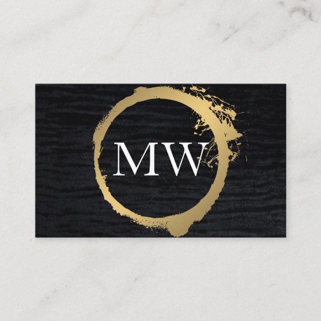 Faux Metallic Guld Velvet Black med Monogram Visitkort (Framsida)